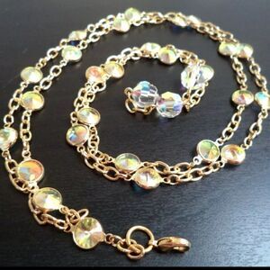 VINTAGE ESTATE HIGH END HELIOTROPE RIVOLI GLASS 38" NECKLACE